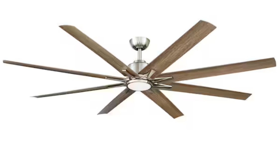 Kensgrove II 72 in. Indoor/Outdoor Integrated LED CCT Brushed Nickel Smart Ceiling Fan with Remote Powered by Hubspace