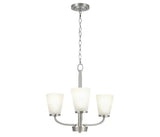 Helena 19 in 3-Light Brushed Nickel Hanging Chandelier with Frosted Glass Shades for Dining Room