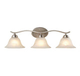 Andenne 26.3 in. 3-Light Transitional Brushed Nickel Bathroom Vanity Light Fixture with Marbleized Glass Shades