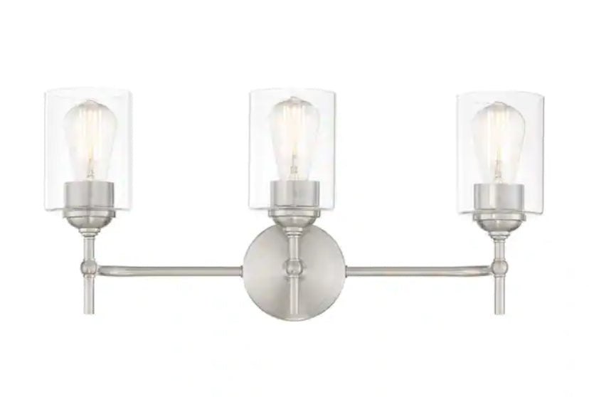 Ayelen 22 in. 3-Light Brushed Nickel Modern Bathroom Vanity Light