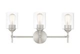 Ayelen 22 in. 3-Light Brushed Nickel Modern Bathroom Vanity Light