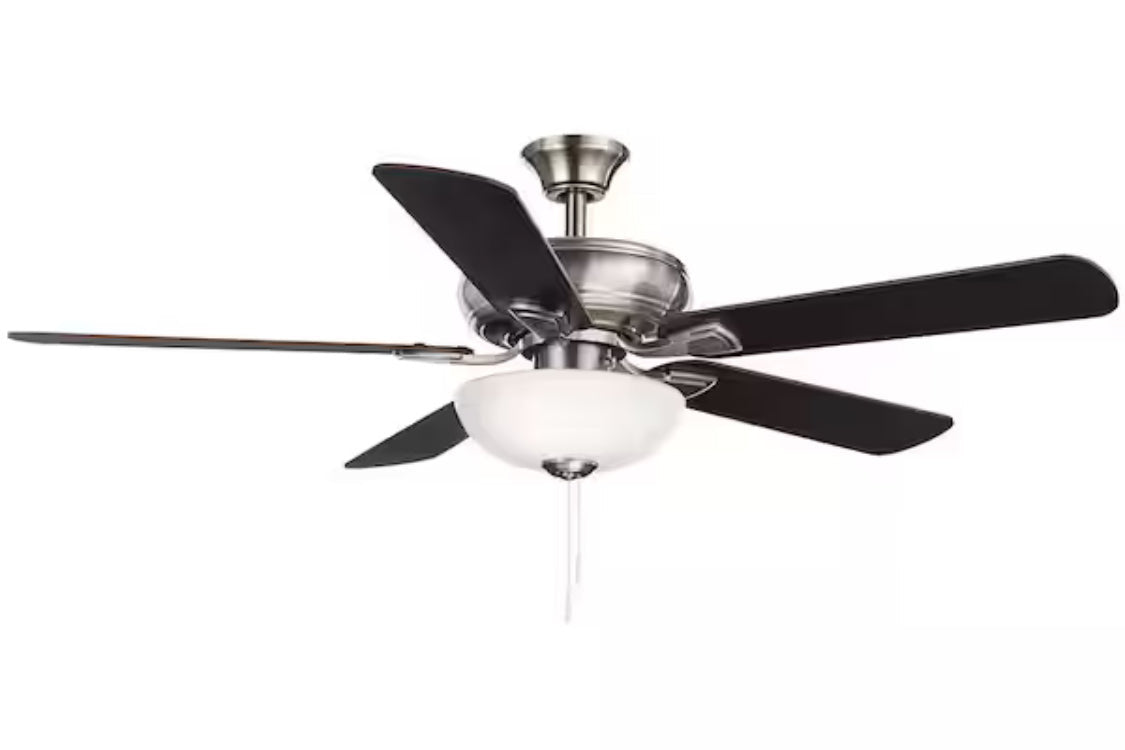 Rothley II 52 in. Indoor LED Brushed Nickel Ceiling Fan with Light Kit, Downrod, Reversible Motor and Reversible Blades