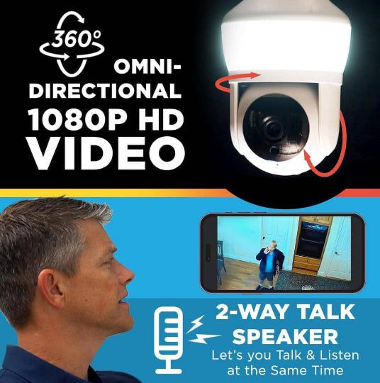 Motion Detecting 360-Degree Indoor/Outdoor Wi-Fi Home Security Camera with Light