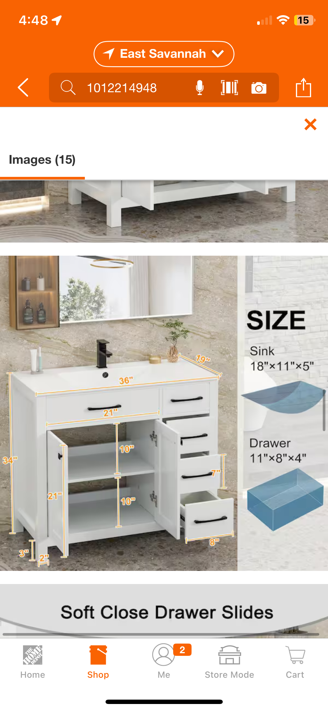 36 in. W x 19 in. D x 34 in. H 1-Sink Freestanding Bath Vanity in White Without Top