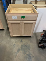 27 in. W x 24 in. D x 34.5 in. H Assembled Base Kitchen Cabinet in Unfinished with Recessed Pane