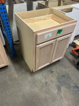 27 in. W x 24 in. D x 34.5 in. H Assembled Base Kitchen Cabinet in Unfinished with Recessed Pane