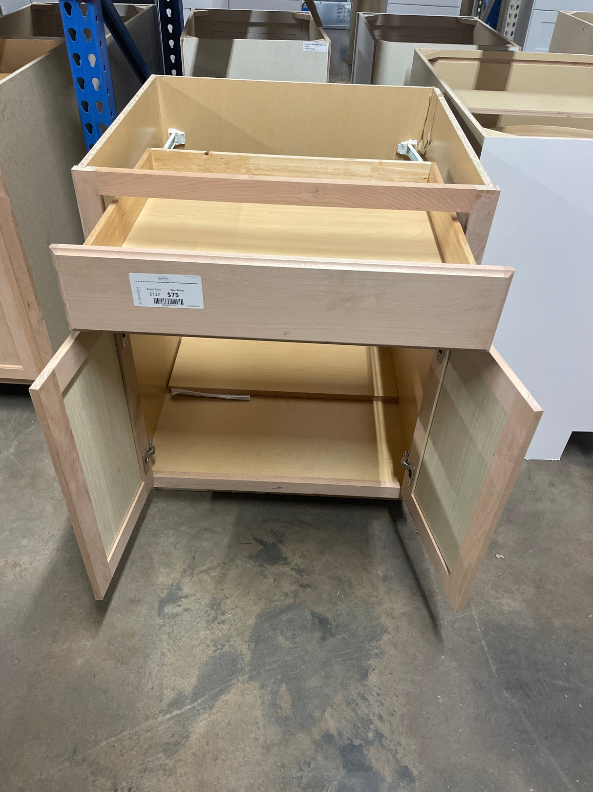 27 in. W x 24 in. D x 34.5 in. H Assembled Base Kitchen Cabinet in Unfinished with Recessed Pane