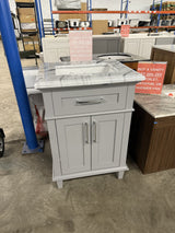 Sonoma 24 in. W x 20 in. D x 34 in. H Bath Vanity in Pebble Gray with Epoxied White Carrara Marble Top