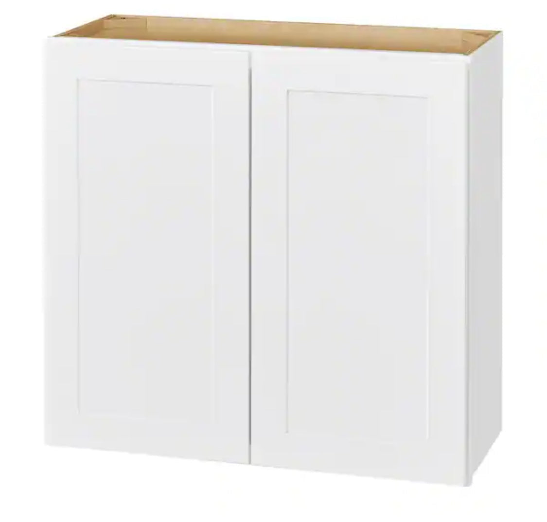 Avondale Shaker Alpine White Quick Assemble Plywood 36 in Wall Kitchen Cabinet (36 in W x 30 in H x 12 in D)