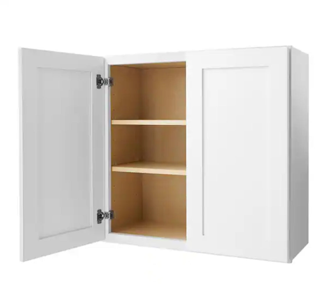 Avondale Shaker Alpine White Quick Assemble Plywood 36 in Wall Kitchen Cabinet (36 in W x 30 in H x 12 in D)