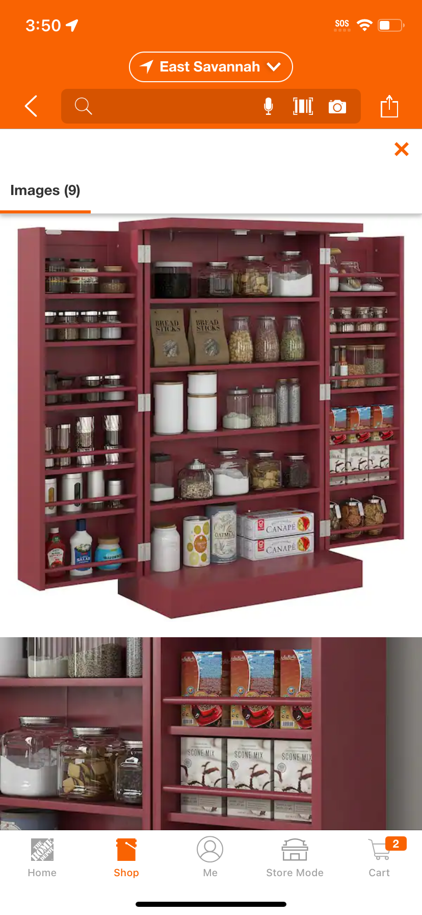 Red 5-Tier Shelf 12-Spice Racks 41 in. Kitchen Pantry Storage Cabinet, with Double Doors and Adjustable Shelves