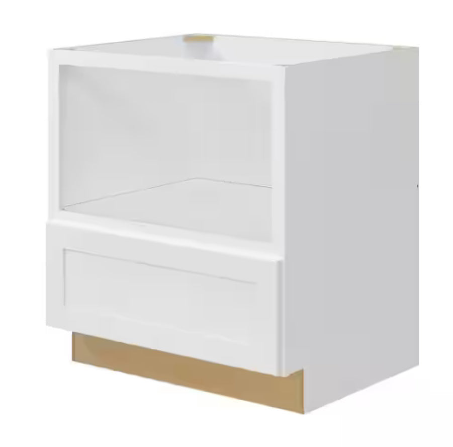 Avondale 30 in. W x 24 in. D x 34.5 in H Ready to Assemble Plywood Shaker Microwave Base Kitchen Cabinet in Alpine White