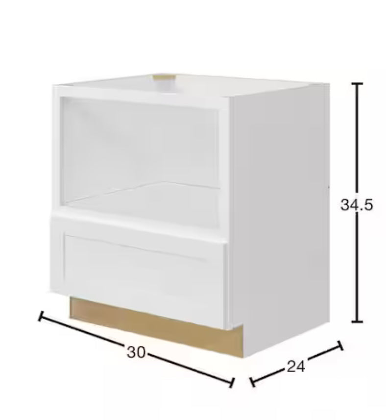 Avondale 30 in. W x 24 in. D x 34.5 in H Ready to Assemble Plywood Shaker Microwave Base Kitchen Cabinet in Alpine White