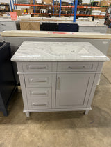Sonoma 36 in. W x 22 in. D x 34 in. H Bath Vanity in Pebble Gray with Epoxied White Carrara Marble Top