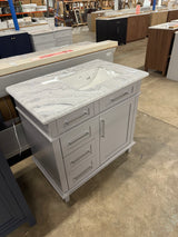 Sonoma 36 in. W x 22 in. D x 34 in. H Bath Vanity in Pebble Gray with Epoxied White Carrara Marble Top