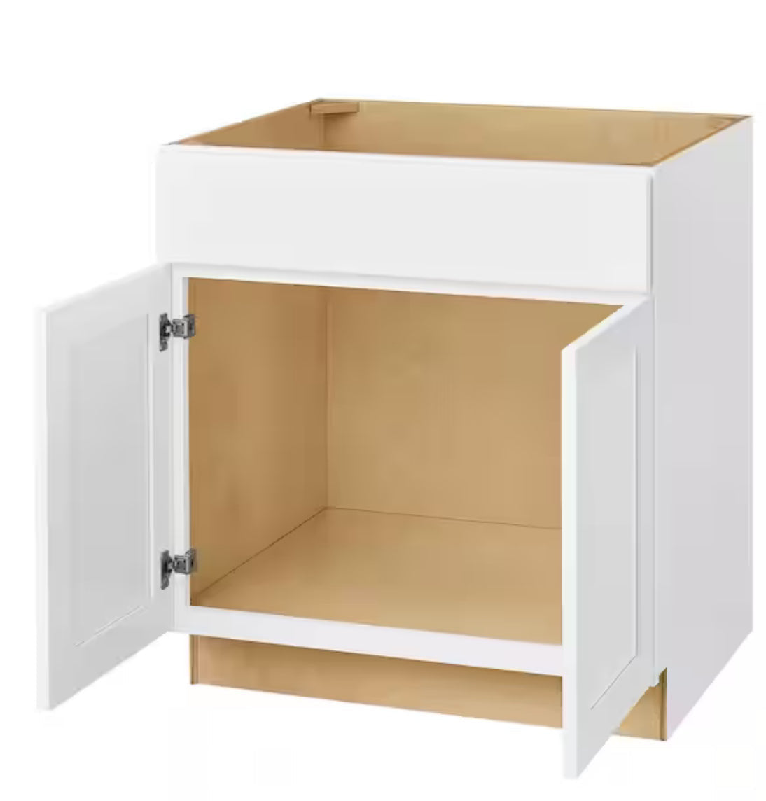 Avondale Shaker Alpine White Quick Assemble Plywood 30 in Sink Base Kitchen Cabinet (30 in W x 24 in D x 34.5 in H)