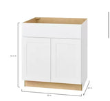 Avondale Shaker Alpine White Quick Assemble Plywood 30 in Sink Base Kitchen Cabinet (30 in W x 24 in D x 34.5 in H)