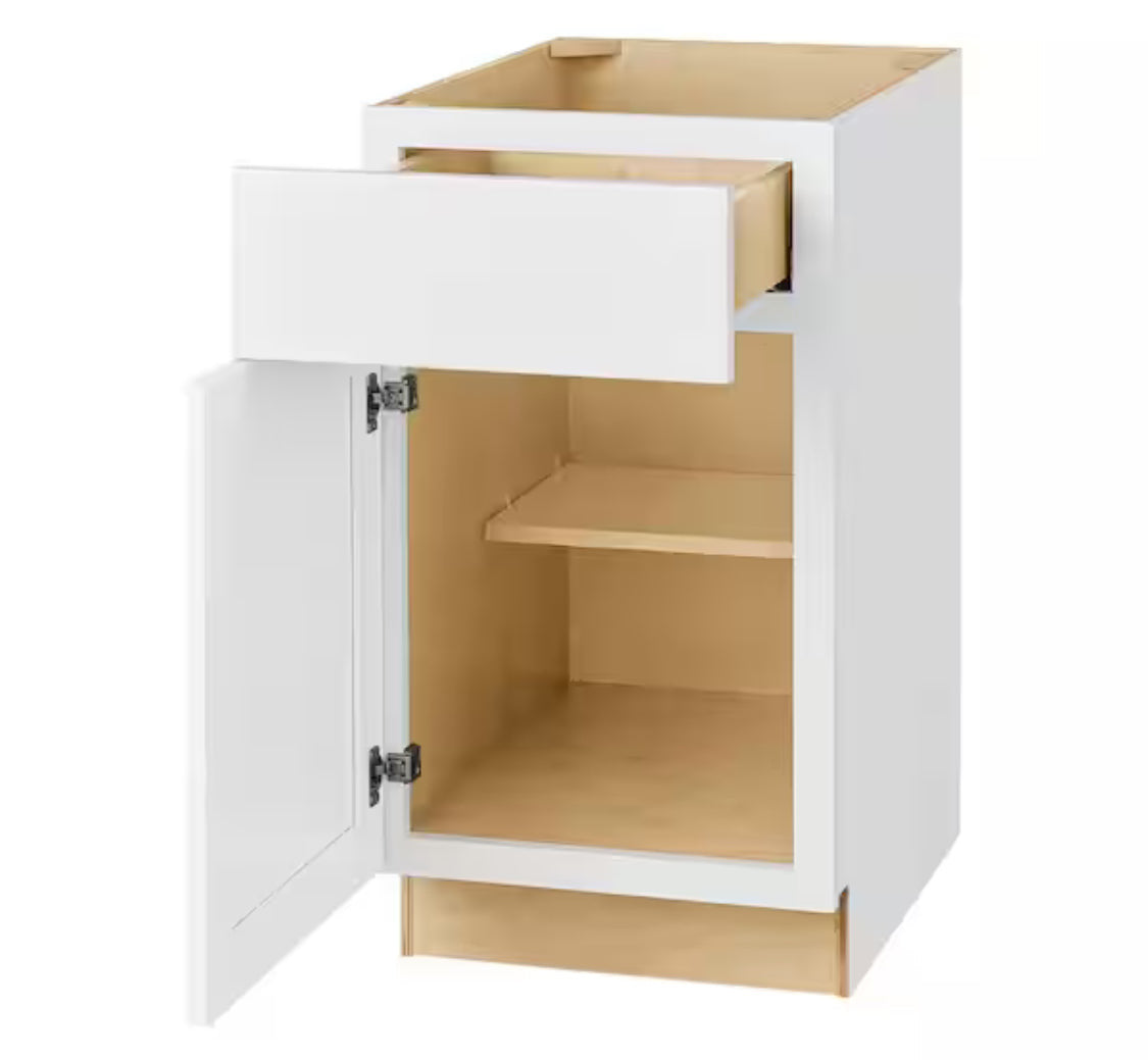 Avondale Shaker Alpine White Ready to Assemble Plywood 18 in Base Kitchen Cabinet (18 in W x 24 in D x 34.5 in H)