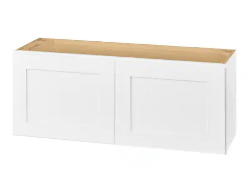 Avondale Shaker Alpine White Quick Assemble Plywood 36 x 15 in Wall Bridge Kitchen Cabinet (36 in W x 15 in H x 12 in D)