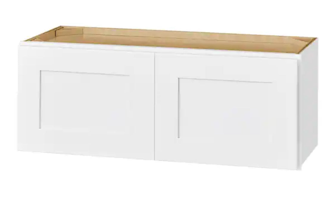 Avondale Shaker Alpine White Quick Assemble Plywood 30 in x 12 in Wall Bridge Cabinet (30 in W x 12 in H x 12 in D)