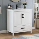 Vivi 31 in.W Single Sink White Freestanding Bath Vanity with White Engineered Solid Surface Top Unassembled