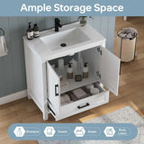 Vivi 31 in.W Single Sink White Freestanding Bath Vanity with White Engineered Solid Surface Top Unassembled
