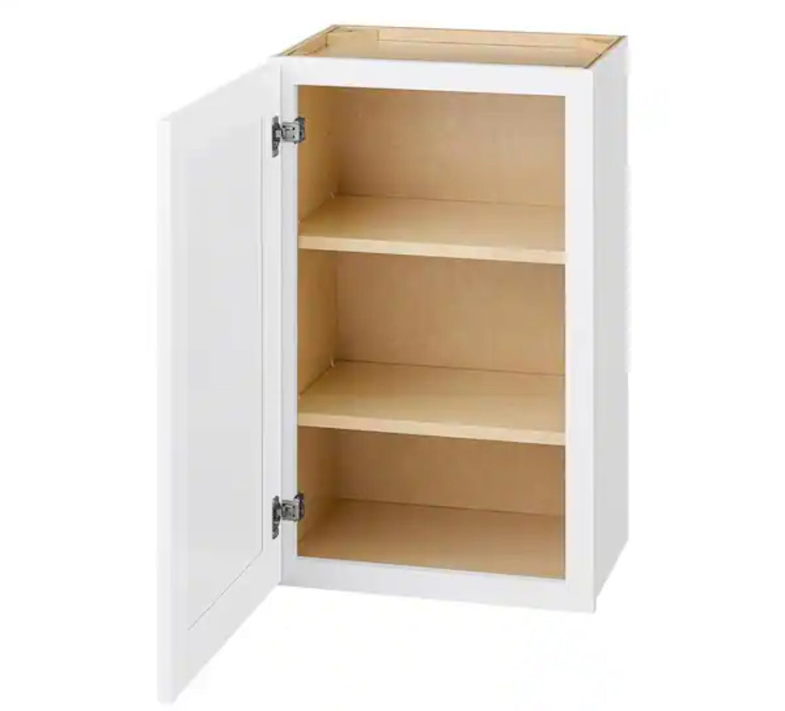 Avondale Shaker Alpine White Quick Assemble Plywood 18 in Wall Kitchen Cabinet (18 in W x 30 in H x 12 in D)