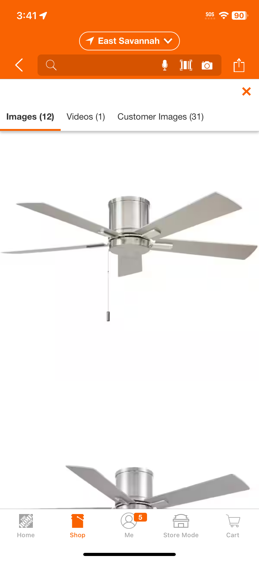 Grantway 48 in. Indoor/Covered Outdoor Brushed Nickel Low Profile Ceiling Fan Without Light with Pull Chain Included