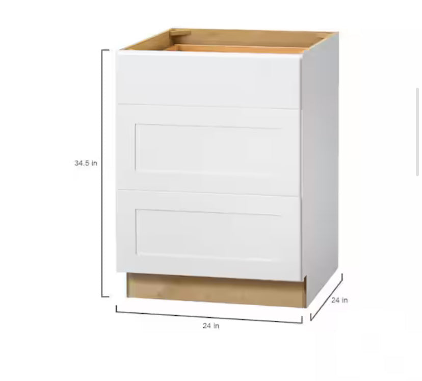 Avondale Shaker Alpine White Ready to Assemble Plywood 24 in Drawer Base Kitchen Cabinet (24 in W x 24 in D x 34.5 in H)