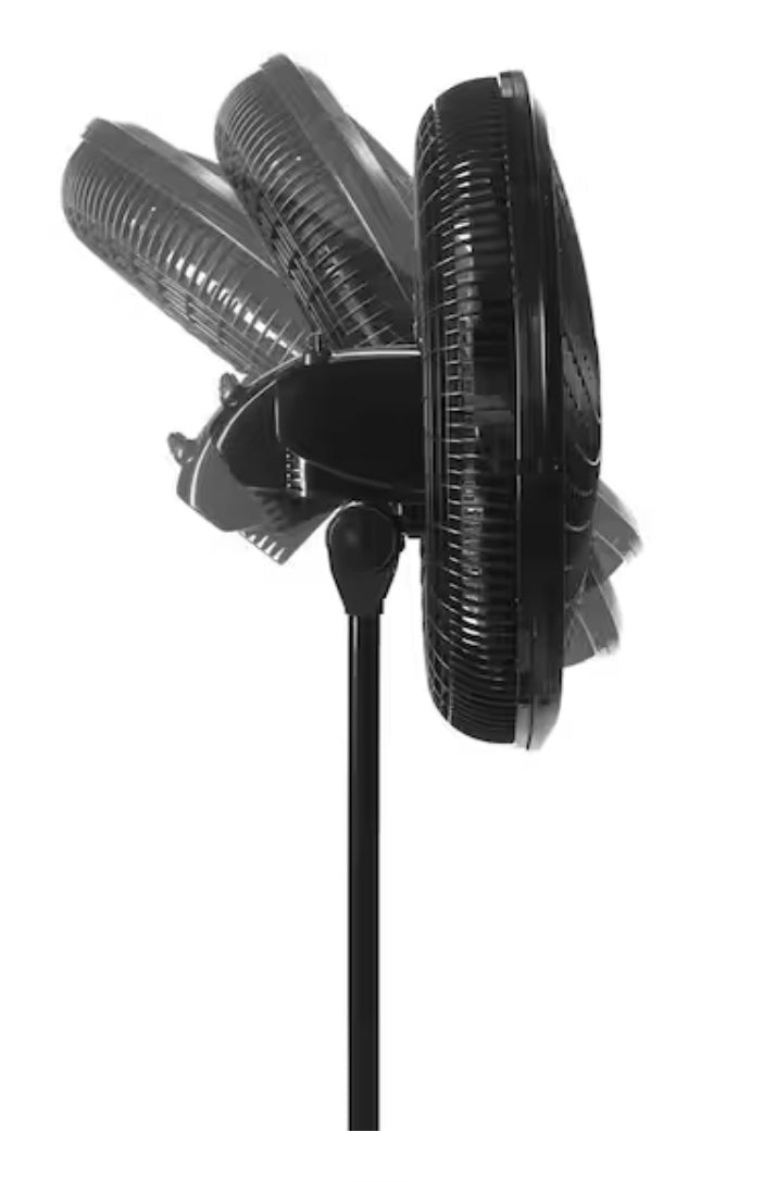 18 in. 3 Speed Oscillating Pedestal Fan with Adjustable Height, Easy Assembly, and Quiet Cooling for Any Room in Black