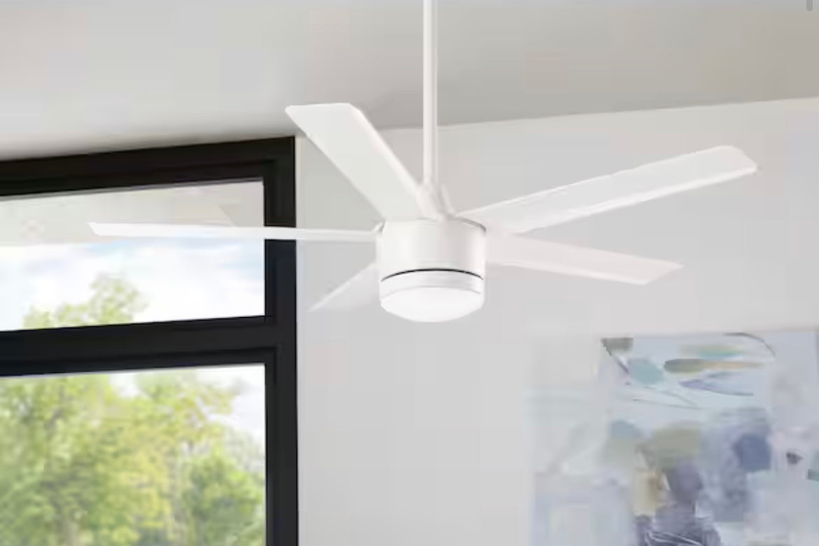 Merwry 52 in. Intergrated LED Matte White Ceiling Fan With Light And Remote Control