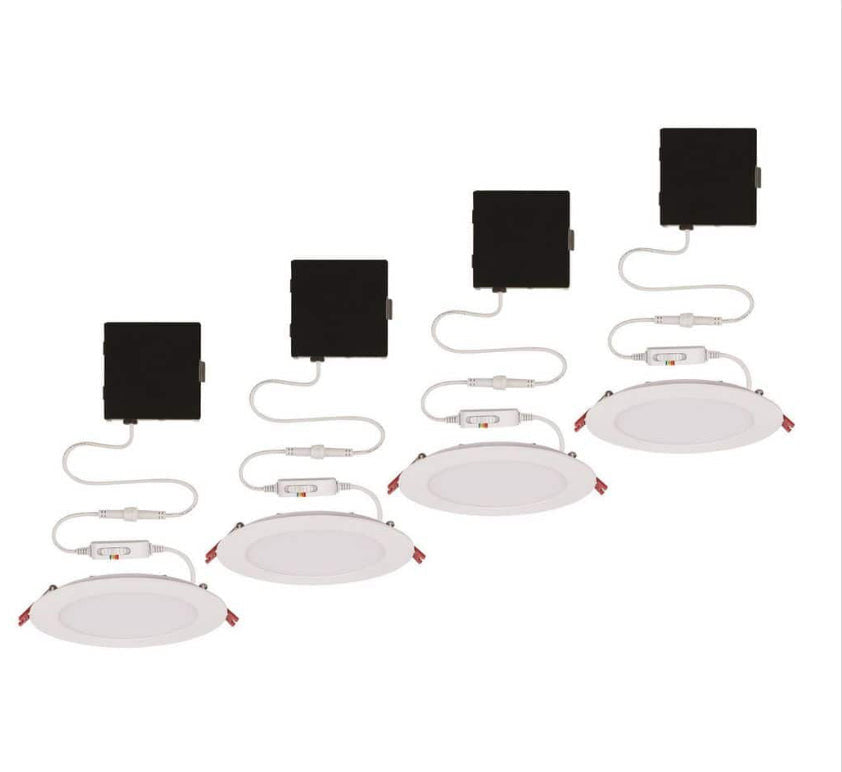 Premium Series 6 in. LED, 2-Level Lumen Select, Ultraslim Canless Recessed Light, Adjustable CCT (4-Pack)