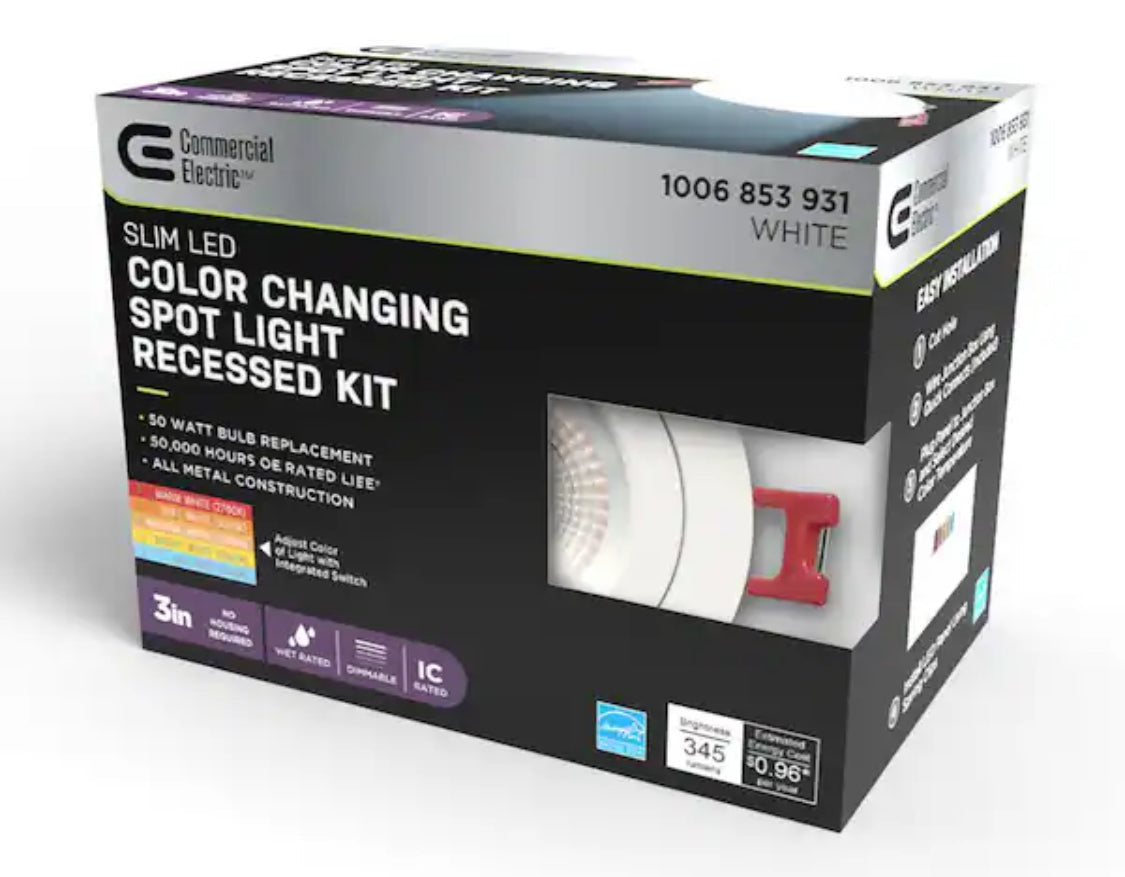 3 in. Selectable CCT New Construction and Remodel Color Ultra-Spot Canless Recessed Integrated LED Kit