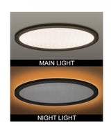 32 in. Low Profile Oval Oil Rubbed Bronze Faux Crackle Lens LED Flush Mount with Night Light Trim Adjustable CCT