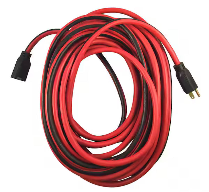 25 ft. 12/3 Heavy Duty Indoor/Outdoor Extension Cord with Lighted End, Orange/Grey