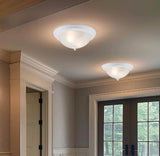 12.75 in 2-Light White Flush Mount Ceiling Light Fixture with Frosted Glass Shade (2-Pack)