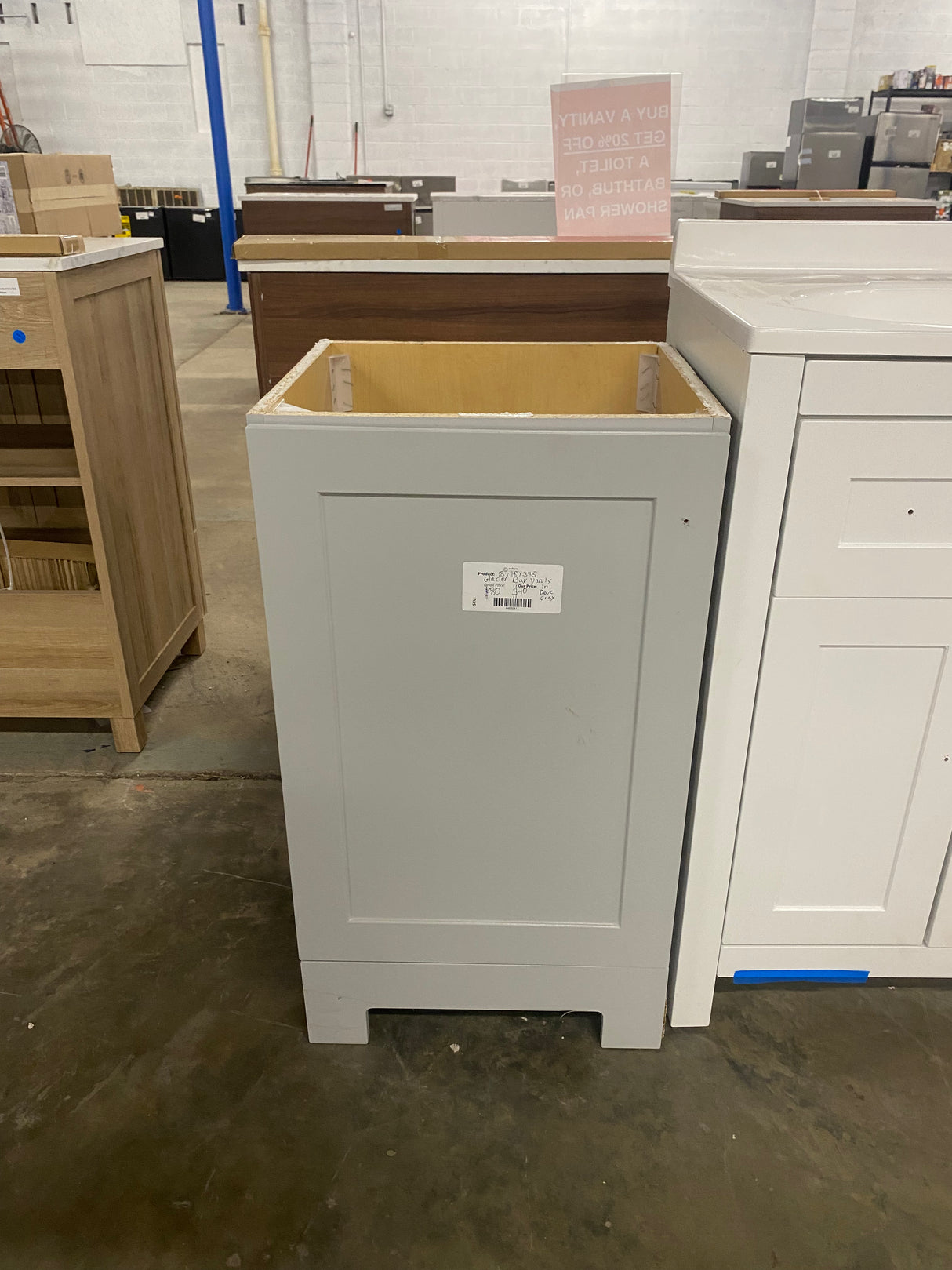 18 in. Single Sink Pearl Gray Bath Vanity without Top