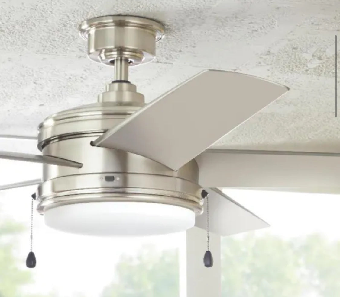 Portwood 60 in. Indoor/Outdoor Wet Rated Brushed Nickel Ceiling Fan with Integrated LED Included