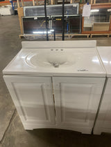 31 in. W x 19 in. D x 35 in. H Single Sink Freestanding Bath Vanity in White with White Cultured Marble Top