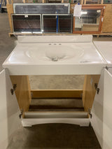 31 in. W x 19 in. D x 35 in. H Single Sink Freestanding Bath Vanity in White with White Cultured Marble Top