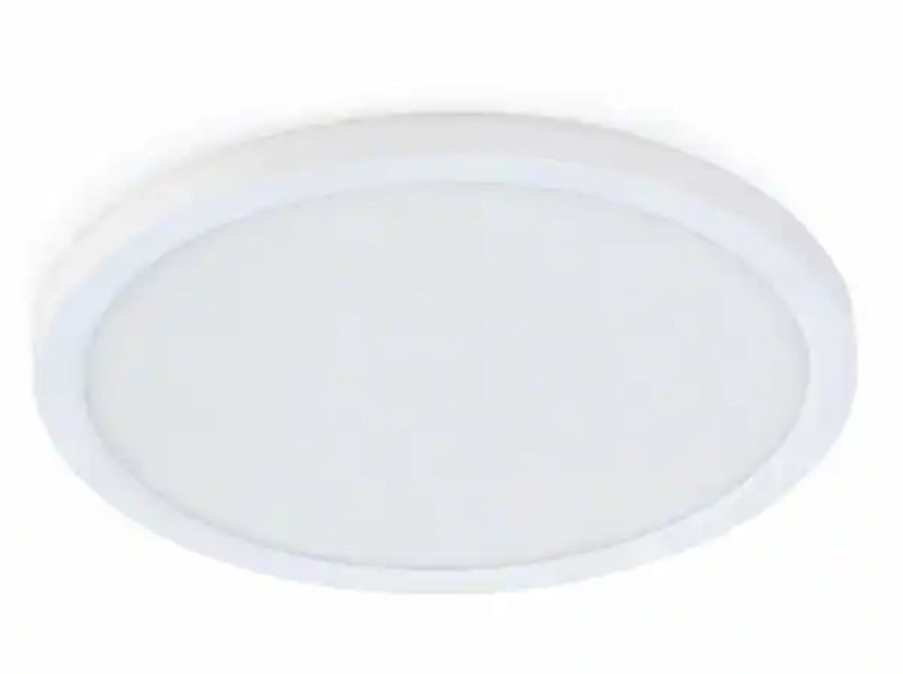 10.5-Watt Integrated LED Flush Mount 7.5 in. White Round Dimmable Flat Panel Ceiling with Color Change 5CCT