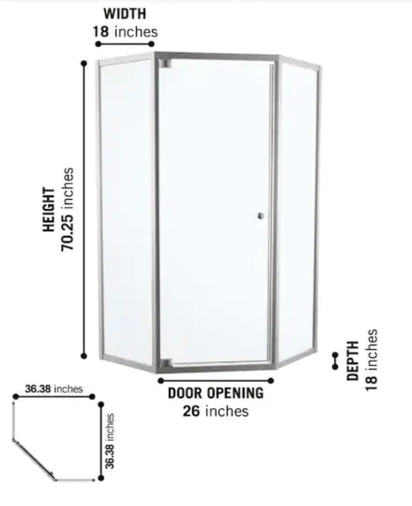 38 in. W x 74 in. H Neo-Angle Pivot Framed Corner Shower Enclosure in Chrome