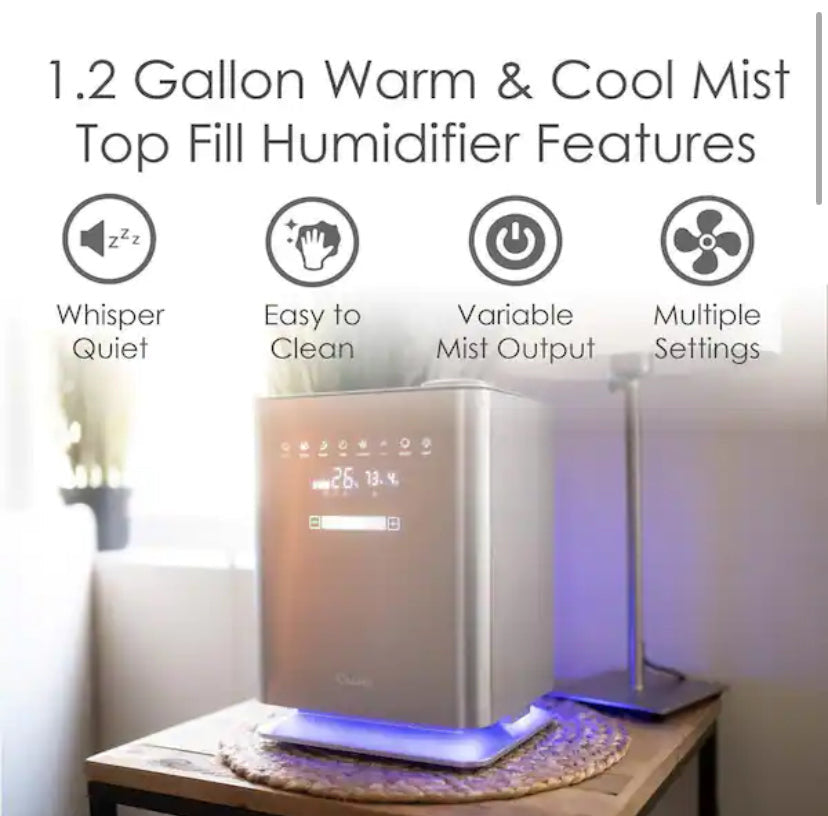 1.2 Gal. Warm & Cool Mist Top Fill Humidifier with Remote for Medium to Large Rooms up to 500 sq. ft