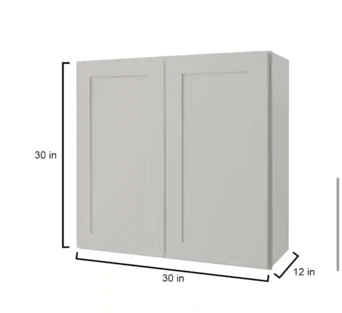 Avondale Shaker Dove Gray Ready to Assemble Plywood 30 in Wall Cabinet (30 in W x 30 in H x 12 in D)