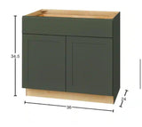 Avondale 36 in. W x 24 in. D x 34.5 in. H Ready to Assemble Plywood Shaker Base Kitchen Cabinet in Fern Green