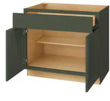 Avondale 36 in. W x 24 in. D x 34.5 in. H Ready to Assemble Plywood Shaker Base Kitchen Cabinet in Fern Green