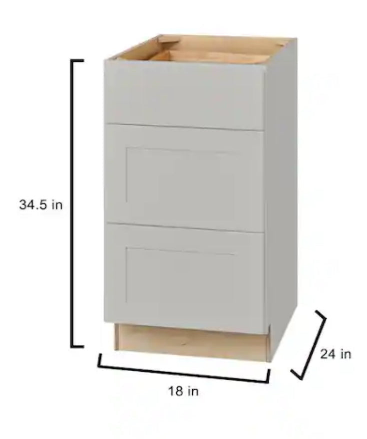 Avondale Shaker Dove Gray Quick Assemble Plywood 18 in Drawer Base Cabinet (18 in W x 24 in D x 34.5 in H)