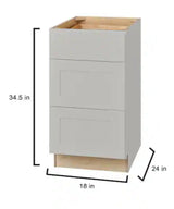 Avondale Shaker Dove Gray Quick Assemble Plywood 18 in Drawer Base Cabinet (18 in W x 24 in D x 34.5 in H)