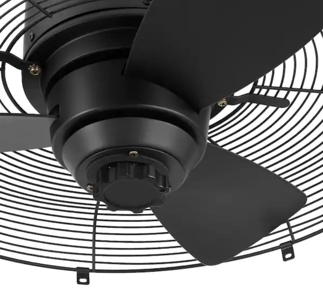 Conyer 20 in. Indoor/Wet Outdoor 3-Speed Anywhere Fan Matte Black with Convenient Hanging Hook