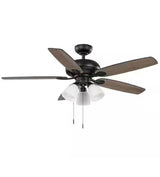 Rockport II 52 in. Indoor Matte Black LED Ceiling Fan with Light kit, Downrod and Reversible Blades Included